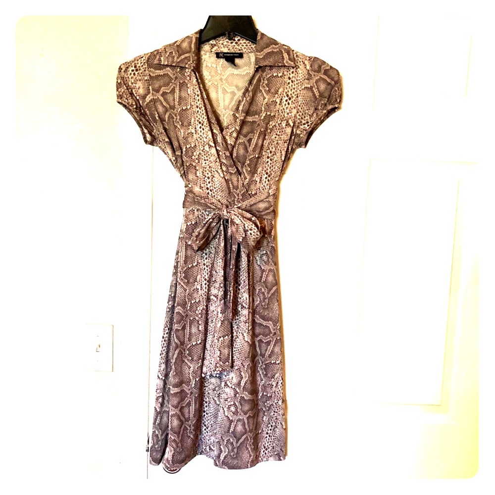 I.N.C Snake Pattern Wrap Dress w/ Capped Sleeves